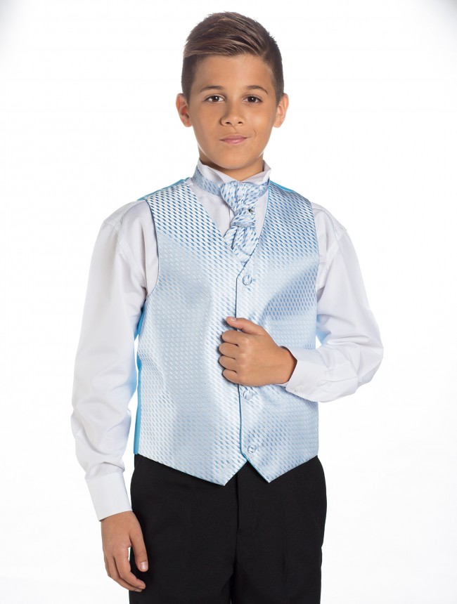 Vesta, košile, kalhoty kravata - chlapecký společenský komplet 8-9 let