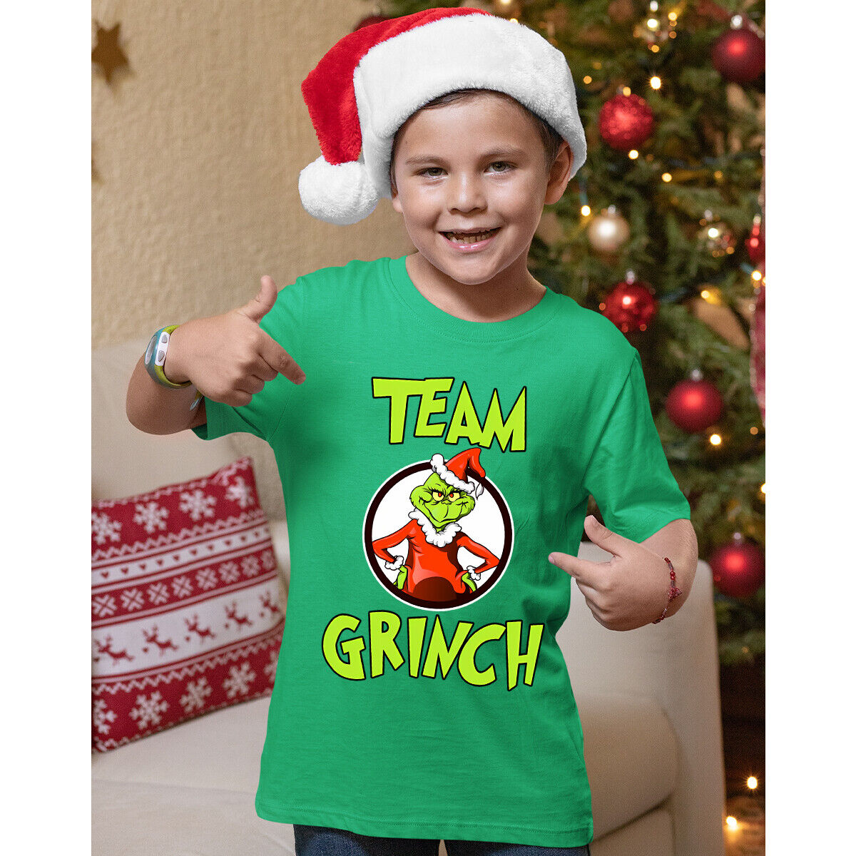 Grinch team vánoční tričko dětské zelené