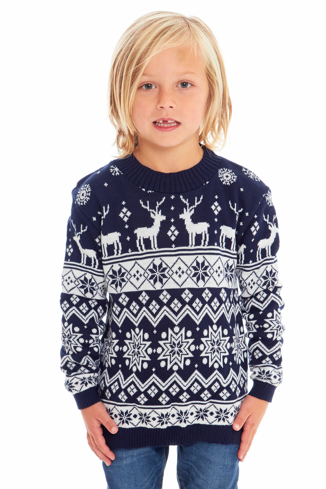 Nordic dětský vánoční svetr tmavě modrý