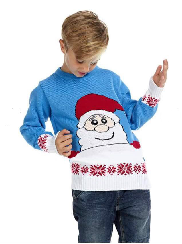 Dětský vánoční svetr Santa modrý