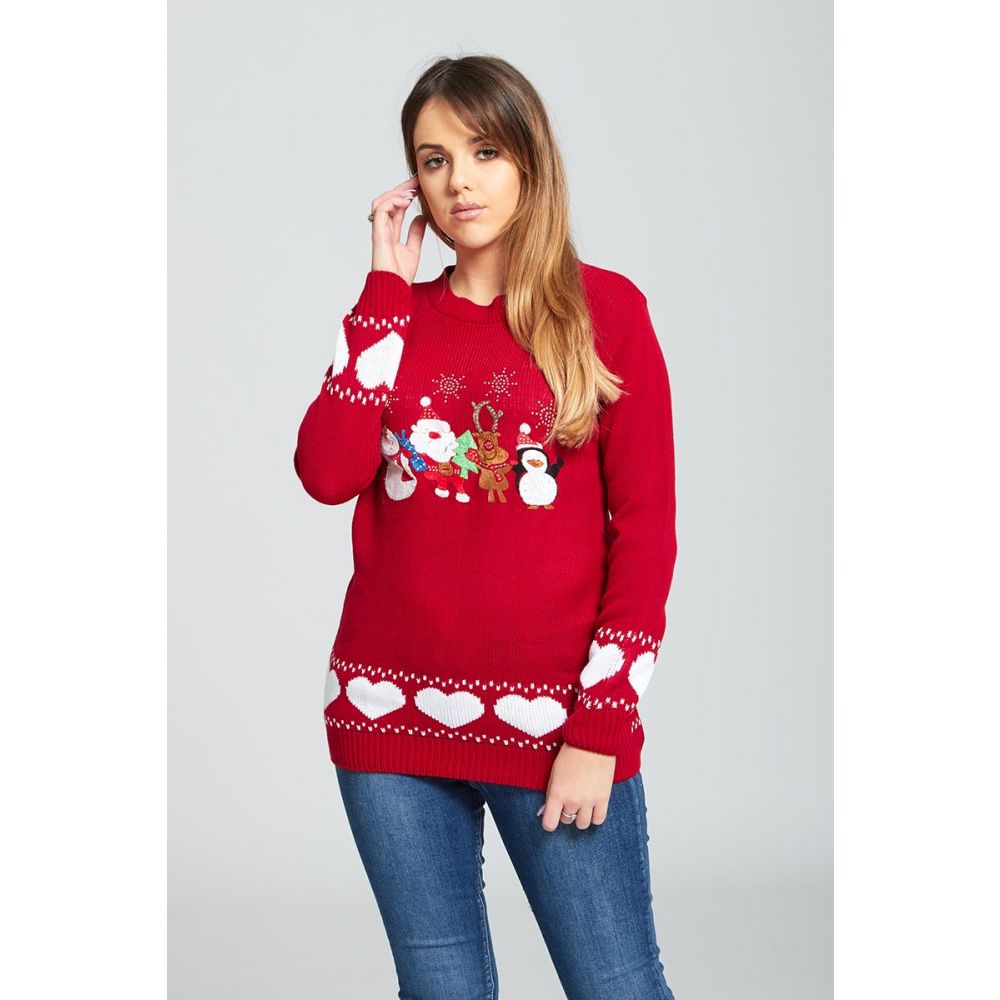 Dámský vánoční svetr s aplikací červený