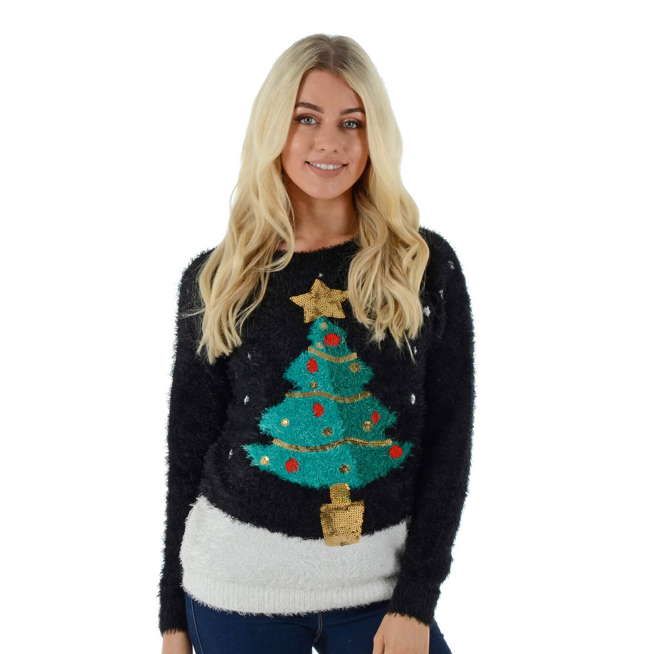 Dámský svetr s blikajícím vánočním stromkem