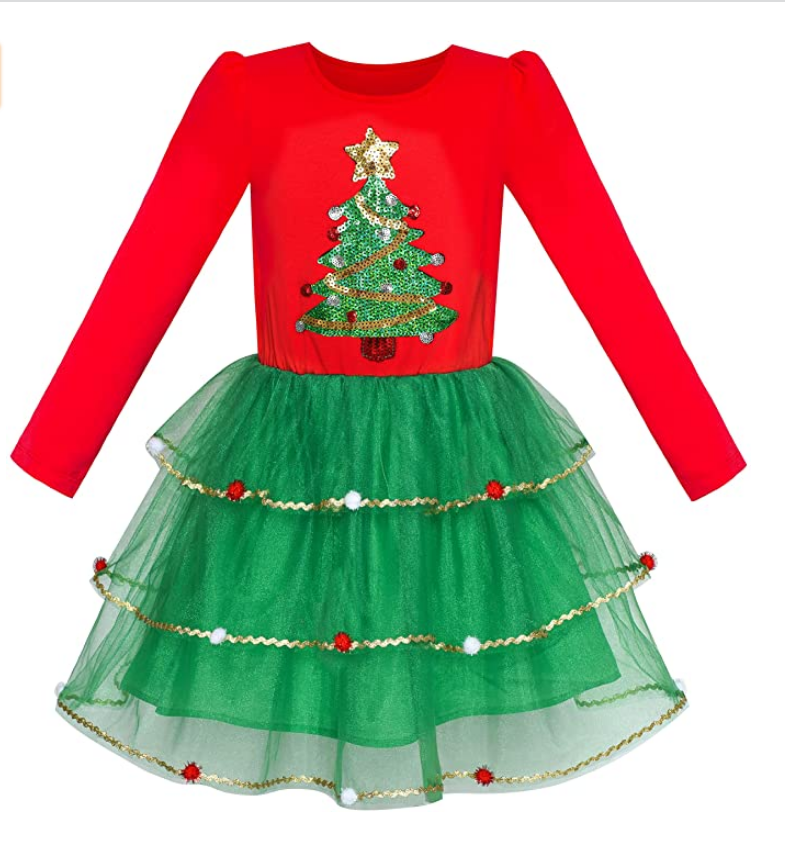 Dívčí vánoční šaty s tylovou sukýnkou