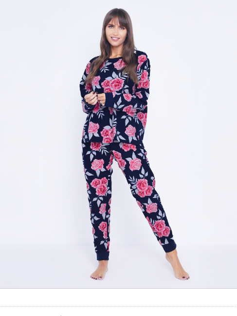 Růže dámské fleecové pyžamo