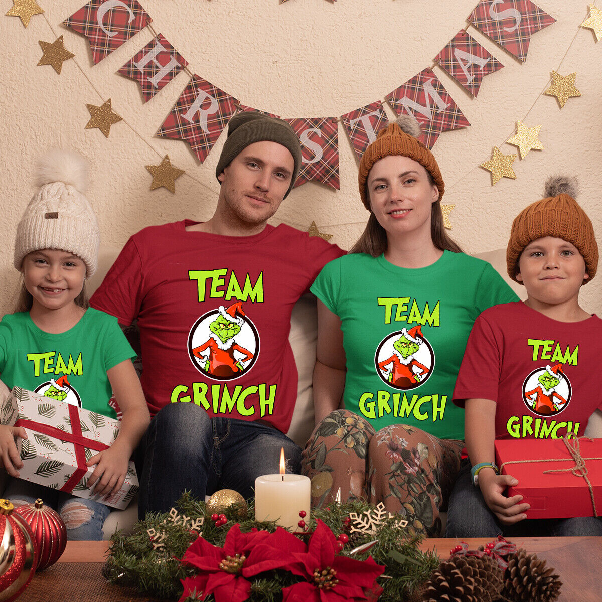 Grinch team vánoční tričko dětské červené