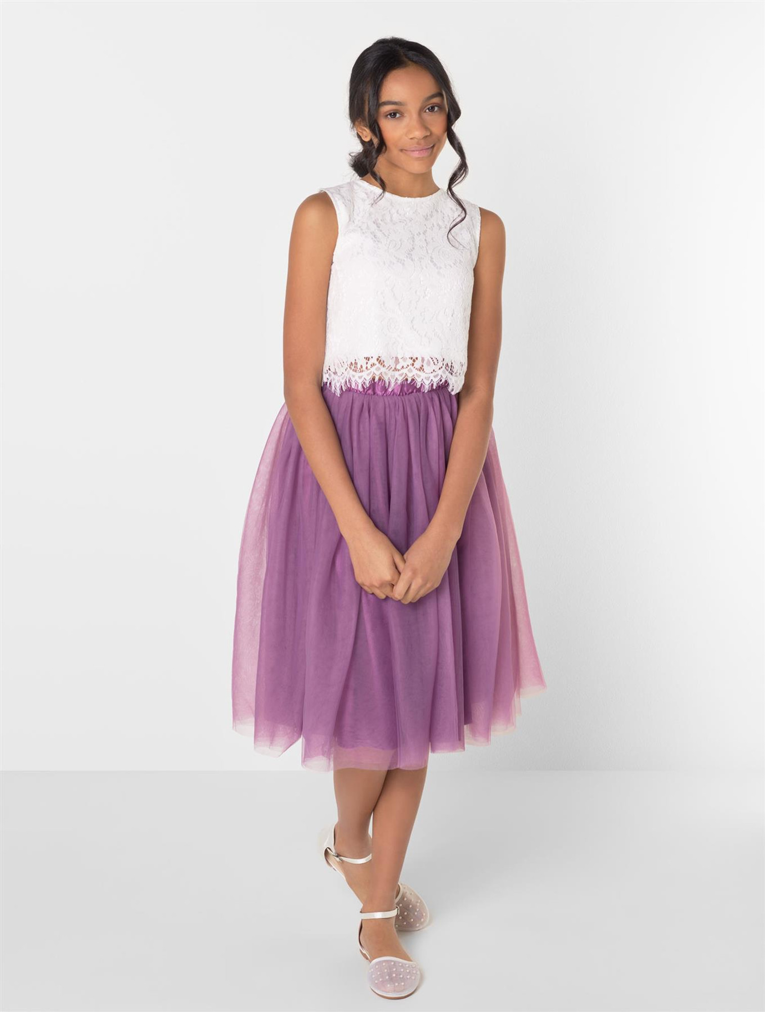 Dívčí dvoudílný set sukně a top Lisa fialový