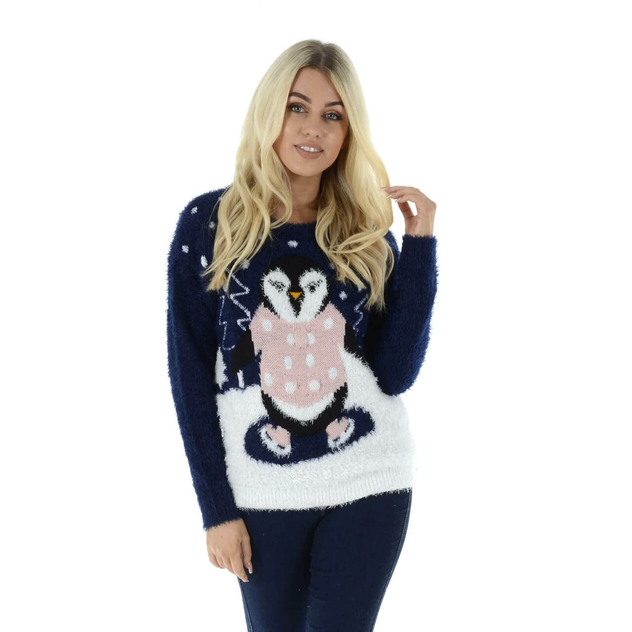 Dámský vánoční svetr s blikajícím Tučňákem