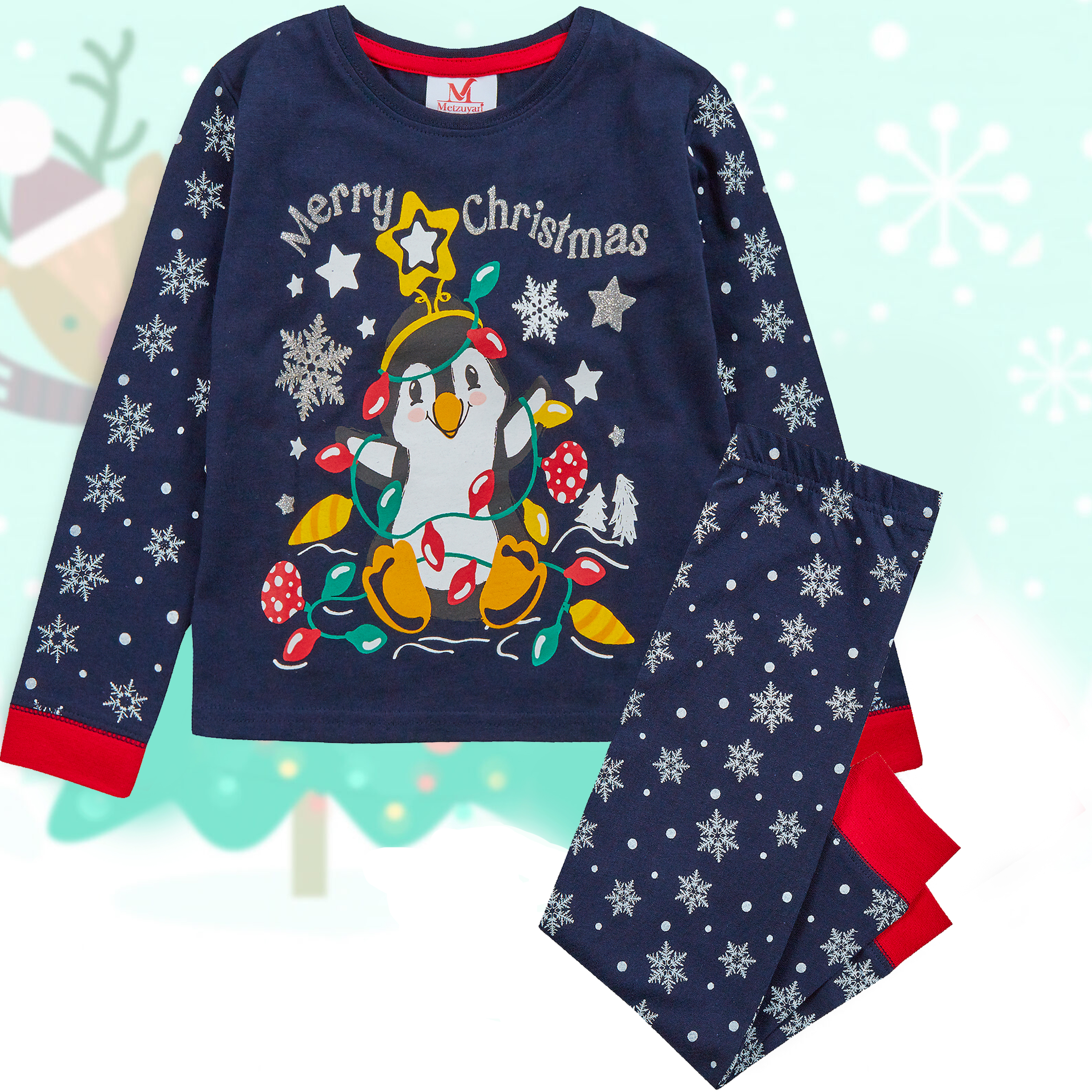 Tučňák dětské vánoční pyžamo