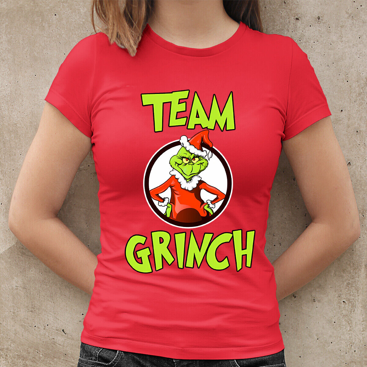 Grinch team vánoční tričko dámské červené